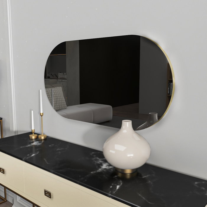 Hanah Home Espejo Ecológico Flotal-E Gris Oscuro y Dorado